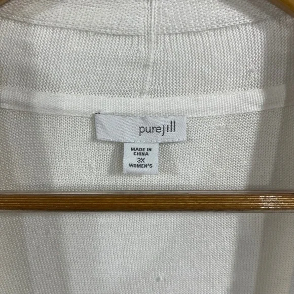 Pure Jill J. Jill Striped Linen Blend Open Front Long Cardigan Womens 3X Coastal - Picture 6 of 11